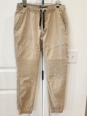 Brooklyn Cloth Beige Ribbed-Knee Jogger Pants